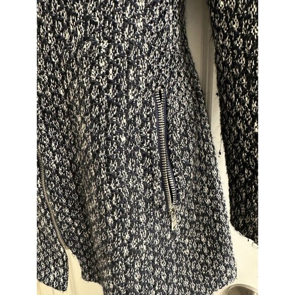 ZARA Tweed Jacket Blazer Full Zip Lined Womens Size Small Black White Office‎ - Picture 7 of 13